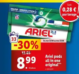 Lidl Ariel pods all in one original*** offre