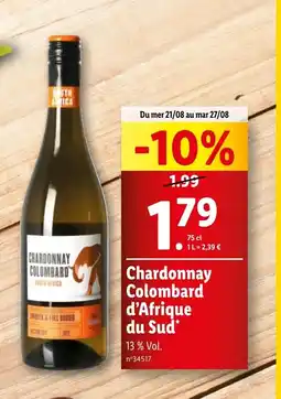 Lidl Chardonnay Colombard d'Afrique offre
