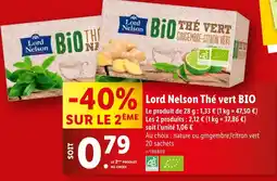 Lidl Lord Nelson Thé vert BIO offre