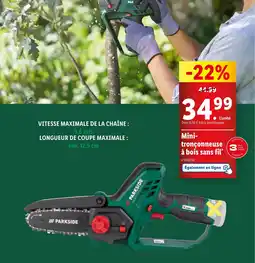 Lidl Mini- tronçonneuse à bois sans fil offre