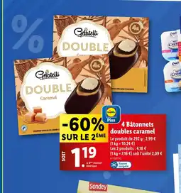 Lidl 4 Bâtonnets doubles caramel offre