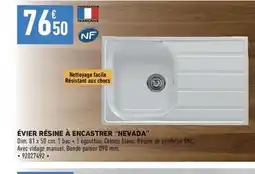 Brico Cash ÉVIER RÉSINE À ENCASTRER "NEVADA" offre