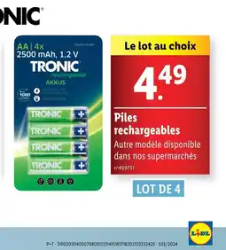 Lidl Piles rechargeables offre