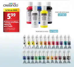 Lidl CRELANDO Peinture acrylique, aquarelle ou à l'huile offre