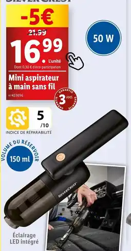 Lidl Mini aspirateur à main sans fil offre