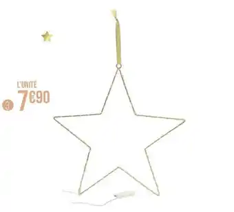 Géant Casino Etoile lumineuse 20 leds métal doré offre