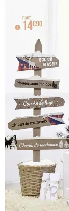Géant Casino Pancarte bois naturel montagne offre
