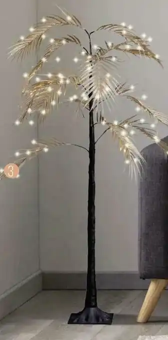 Géant Casino Arbre palmier lumineux doré offre