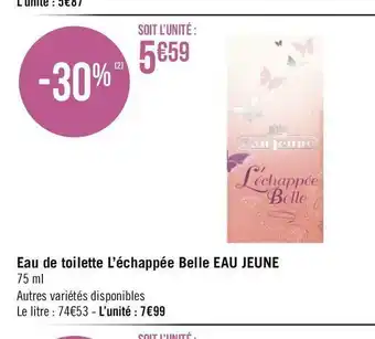 Géant Casino Eau jeune eau de toilette l’échappée belle offre
