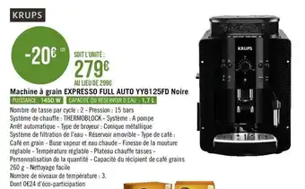 Géant Casino Krups machine à grain expresso full auto yy8125fd noire offre