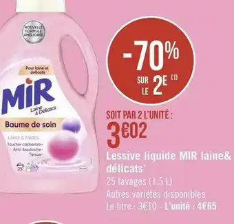 Mir lessive liquide laine& délicats*
