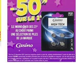 Géant Casino Casino bon plan au choix parmi une sélection de piles de la marque casino offre
