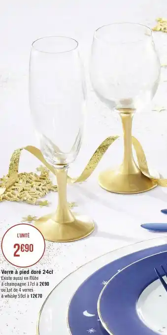 Géant Casino Verre à pied doré 24cl offre