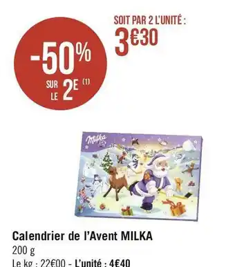 Géant Casino Milka calendrier de l’avent offre