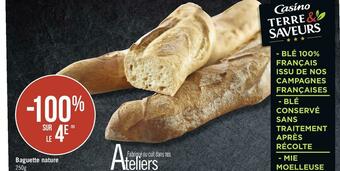 Géant Casino Terre & saveurs bon plan sur la baguette nature de la marque casino offre