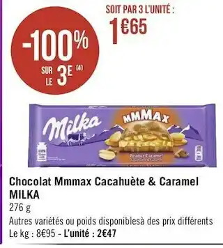 Milka chocolat mmmax cacahuète & caramel