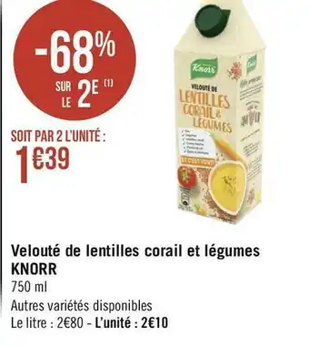 Knorr velouté de lentilles corail et légumes