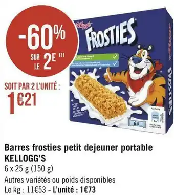 Géant Casino Kellogg’s barres frosties petit dejeuner portable offre