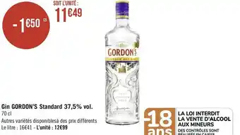 Géant Casino Gordon’s gin standard 37,5% vol. offre