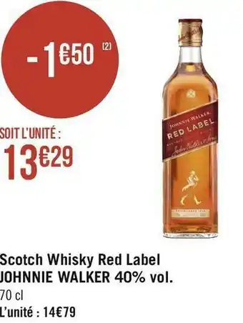 Géant Casino Johnnie walker scotch whisky red label 40% vol. offre