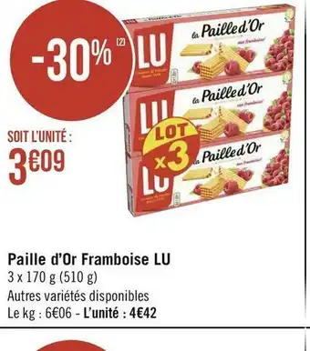 Géant Casino Lu paille d’or framboise offre