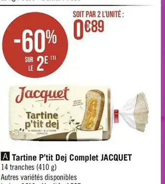 Jacquet tartine p’tit dej complet