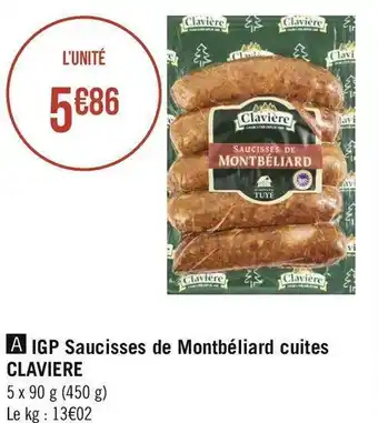 Claviere igp saucisses de montbéliard cuites