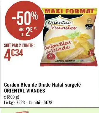 Géant Casino Oriental viandes cordon bleu de dinde halal surgelé offre