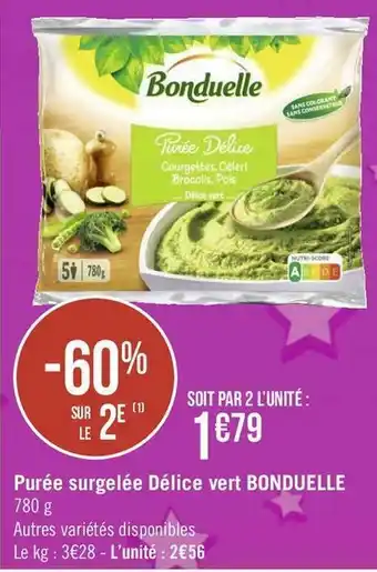 Géant Casino Bonduelle purée surgelée délice vert offre