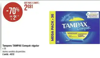 Géant Casino Tampax tampons compak régular offre