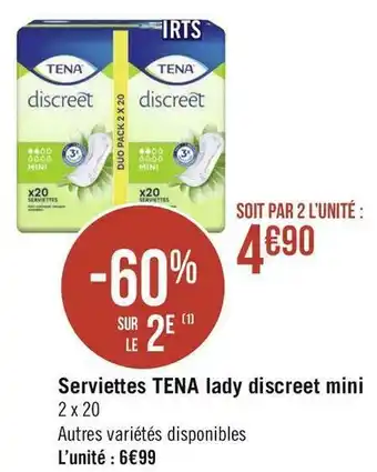 Géant Casino Tena serviettes lady discreet mini offre