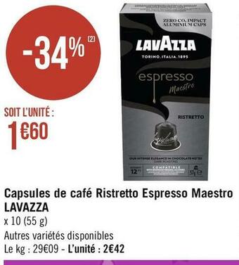 Géant Casino Lavazza capsules de café ristretto espresso maestro offre