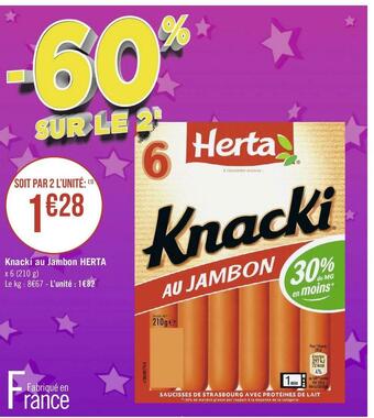 Géant Casino Herta knacki au jambon offre