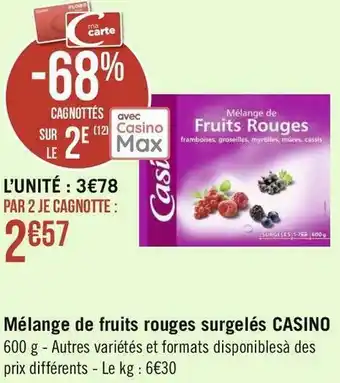 Géant Casino Casino mélange de fruits rouges surgelés offre