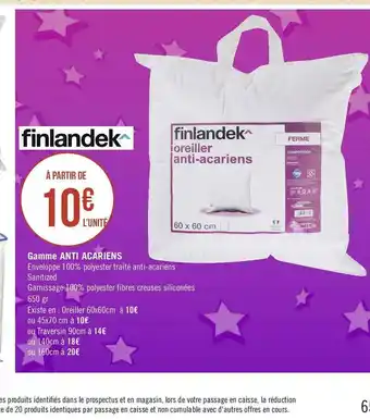 Géant Casino Finlandek gamme anti acariens offre