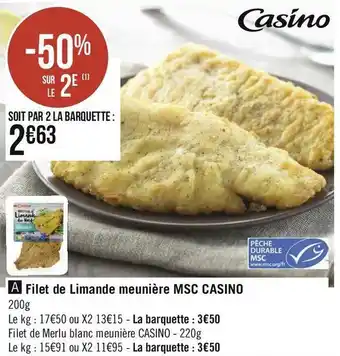 Casino filet de limande meunière msc