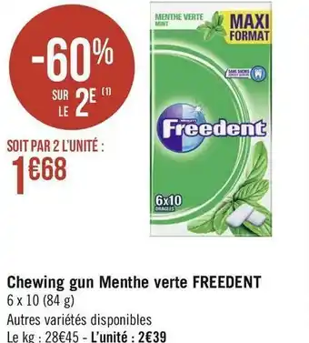 Géant Casino Freedent chewing gum menthe verte offre