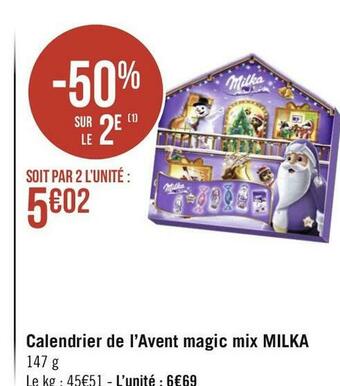 Géant Casino Milka calendrier de l’avent magic mix offre