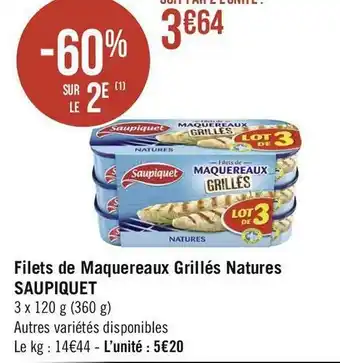 Géant Casino Saupiquet filets de maquereaux grillés natures offre