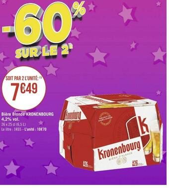 Géant Casino Kronenbourg bière blonde 4,2% vol. offre
