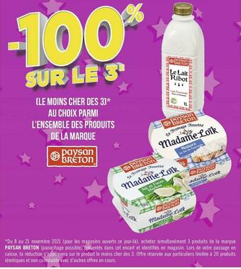 Géant Casino Paysan breton bon plan sur l’ensemble des produits de la marque paysan breton offre