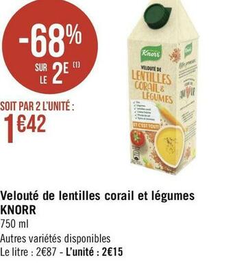 Géant Casino Knorr velouté de lentilles corail et légumes offre