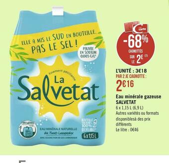 Géant Casino Salvetat eau minérale gazeuse offre