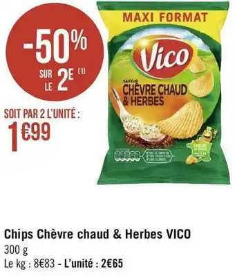 Géant Casino Vico chips chèvre chaud & herbes offre