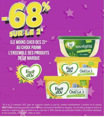 Fruit d'or bon plan sur l’ensemble des produits de la marque fruit d'or