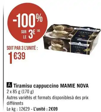 Géant Casino Mamie nova tiramisu cappuccino offre