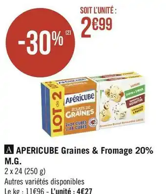 Géant Casino Apéricube apericube graines & fromage 20% m.g. offre