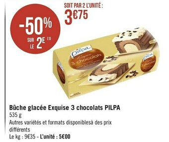 Géant Casino Pilpa bûche glacée exquise 3 chocolats offre