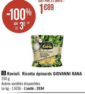 Géant Casino Giovanni rana ravioli ricotta épinards offre