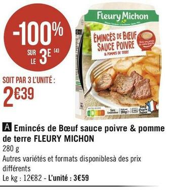 Géant Casino Fleury michon emincés de bœuf sauce poivre & pomme de terre offre